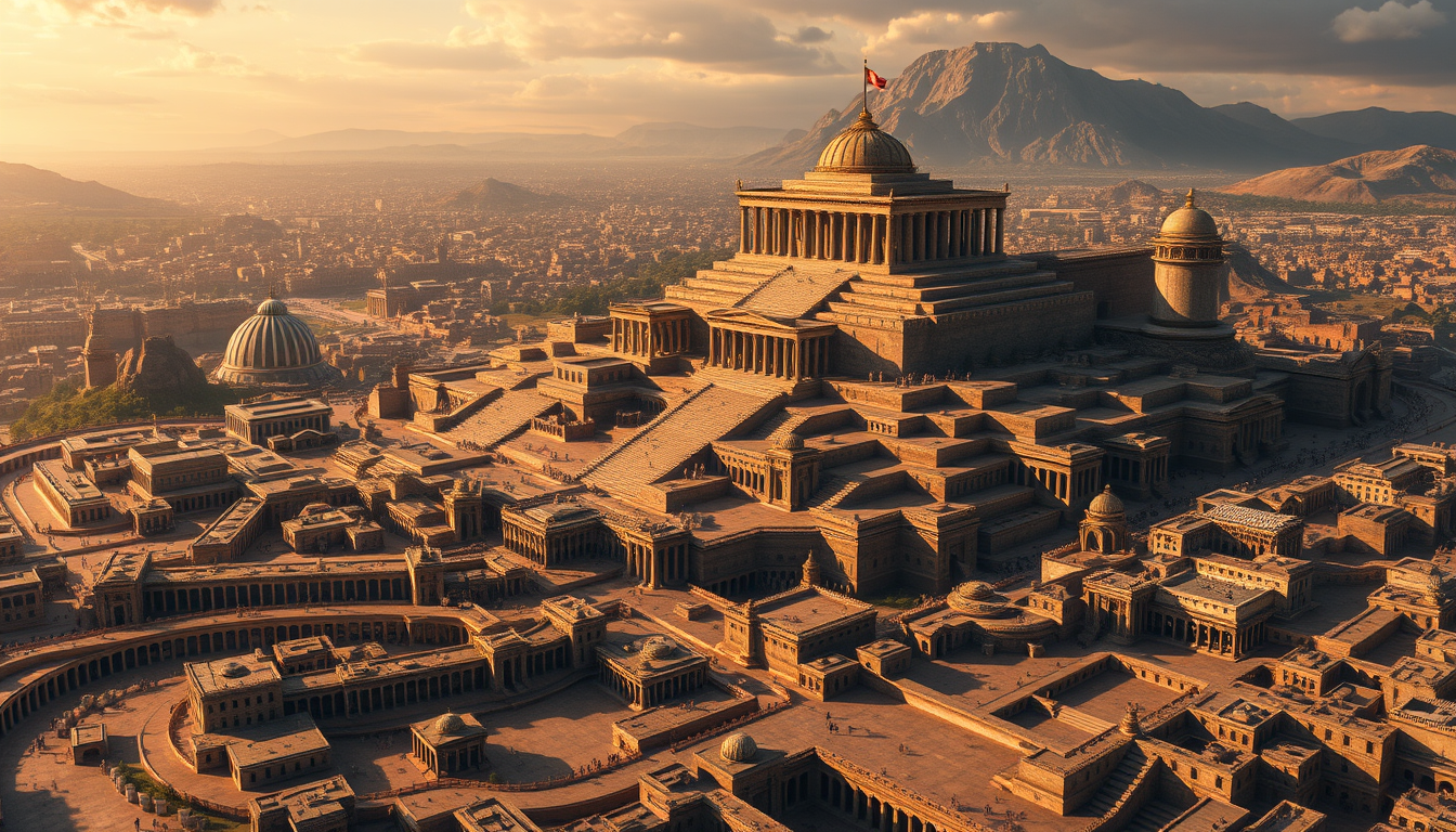 AI Art prompt example created from the prompt: Create a breathtakingly realistic, monumental fantasy artwork depicting TROY, the legendary city of King Priam, at the absolute height of it