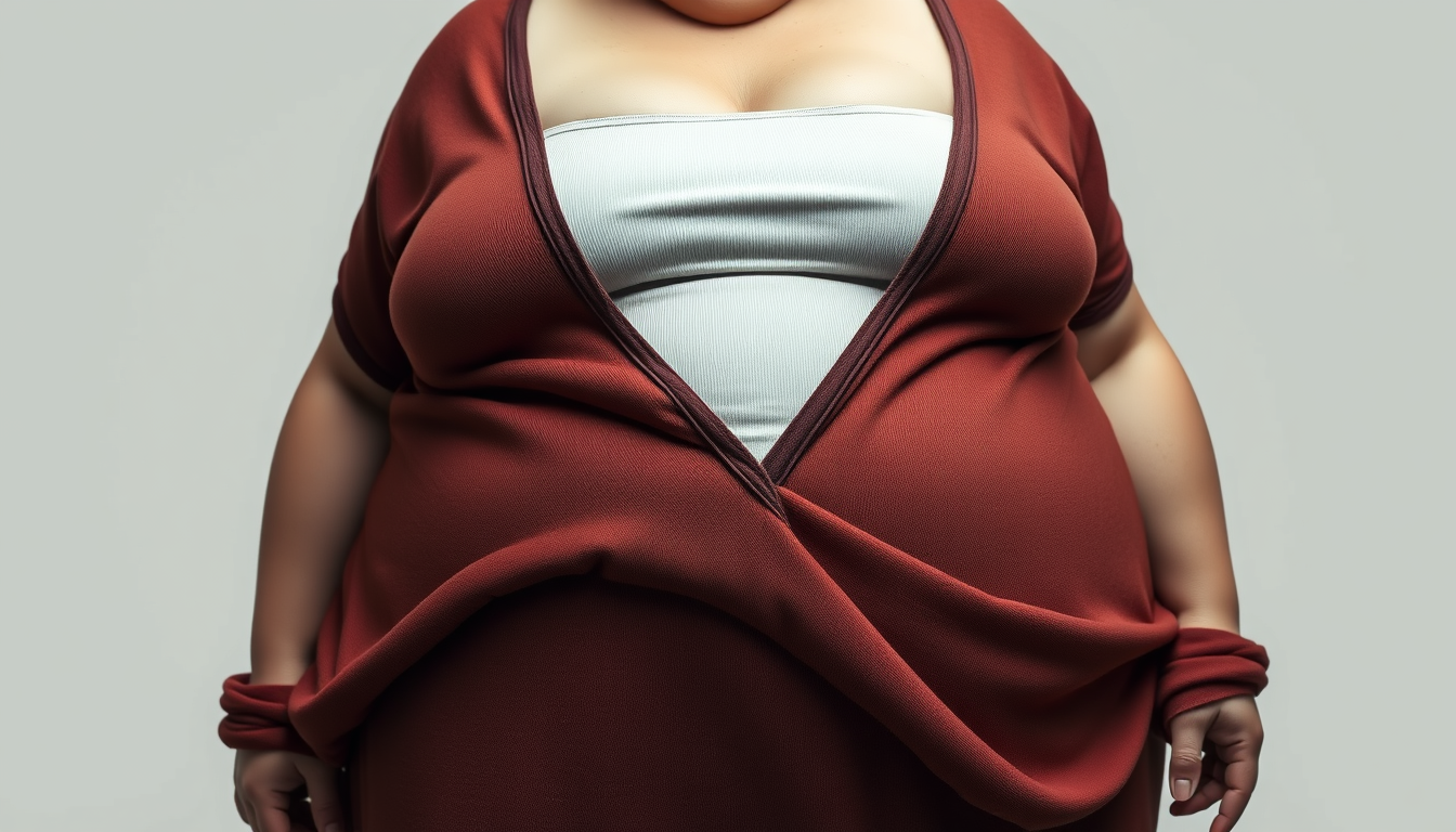 Main art studio: Generate very very fat girl, and he has to have clothes , and she's supposed to be an adult and you can see her whole body, from the bottom to the top