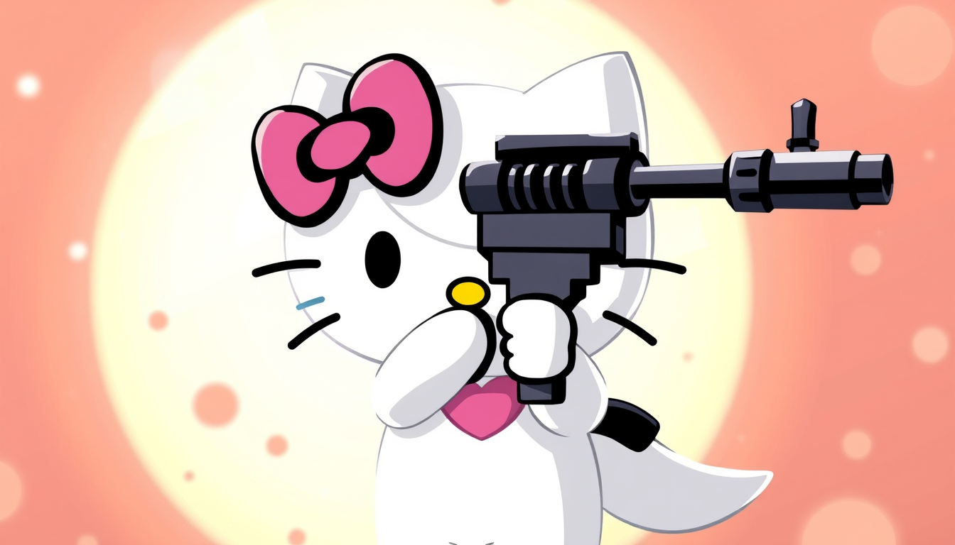 Main art studio: Hello Kitty mit waffen als Discord titelbild