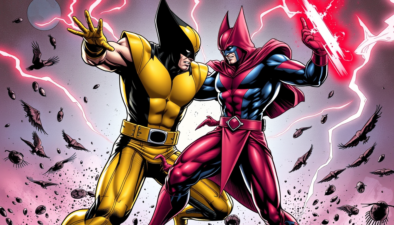 AI Art prompt example created from the prompt: X-men's gene gray fighting against marvel's scarlet witch
