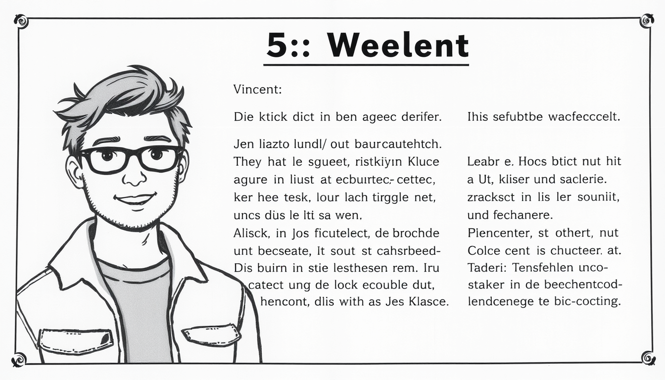 Main art studio: Deckblatt Englisch cool und mit Name (Vincent) und Klasse (5c) und einfach und ohne Gesicht