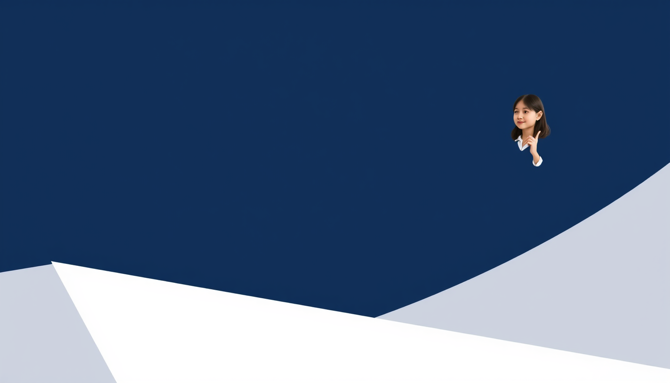 Main art studio: Professional 16:9 horizontal PowerPoint slide background for a teenage girls’ speech skills class. Deep navy blue, white, light gray and subtle purple