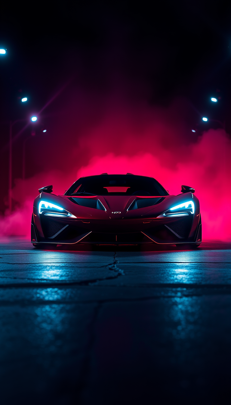 Phone Wallpaper idea created from the prompt: phone wallpaper, vertical 9:16 composition, striking detailed scene, lock screen, hypercar magical dark colors , high-resolution mobile wall