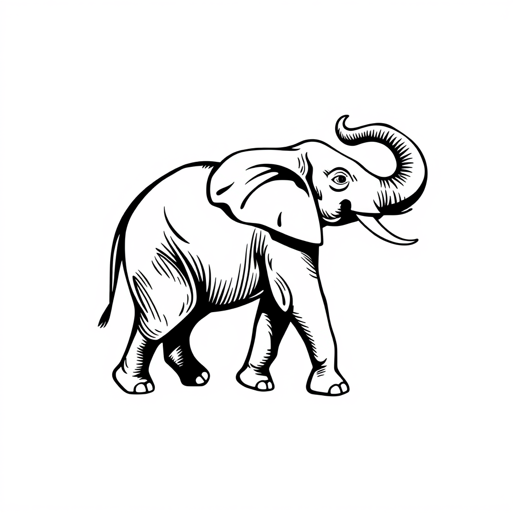 Main art studio: Flat 2D vector-style brand mark, not a 3D logo or illustration. Design a distinctive elephant emblem for a global financial company: elephant caught m