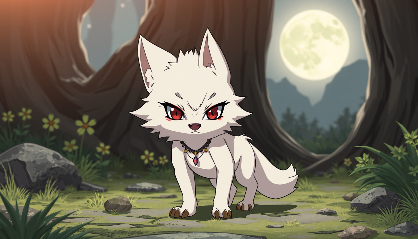 Main art studio: Chico, albino, en tanga, orejas y cola de lobo. Estilo anime.