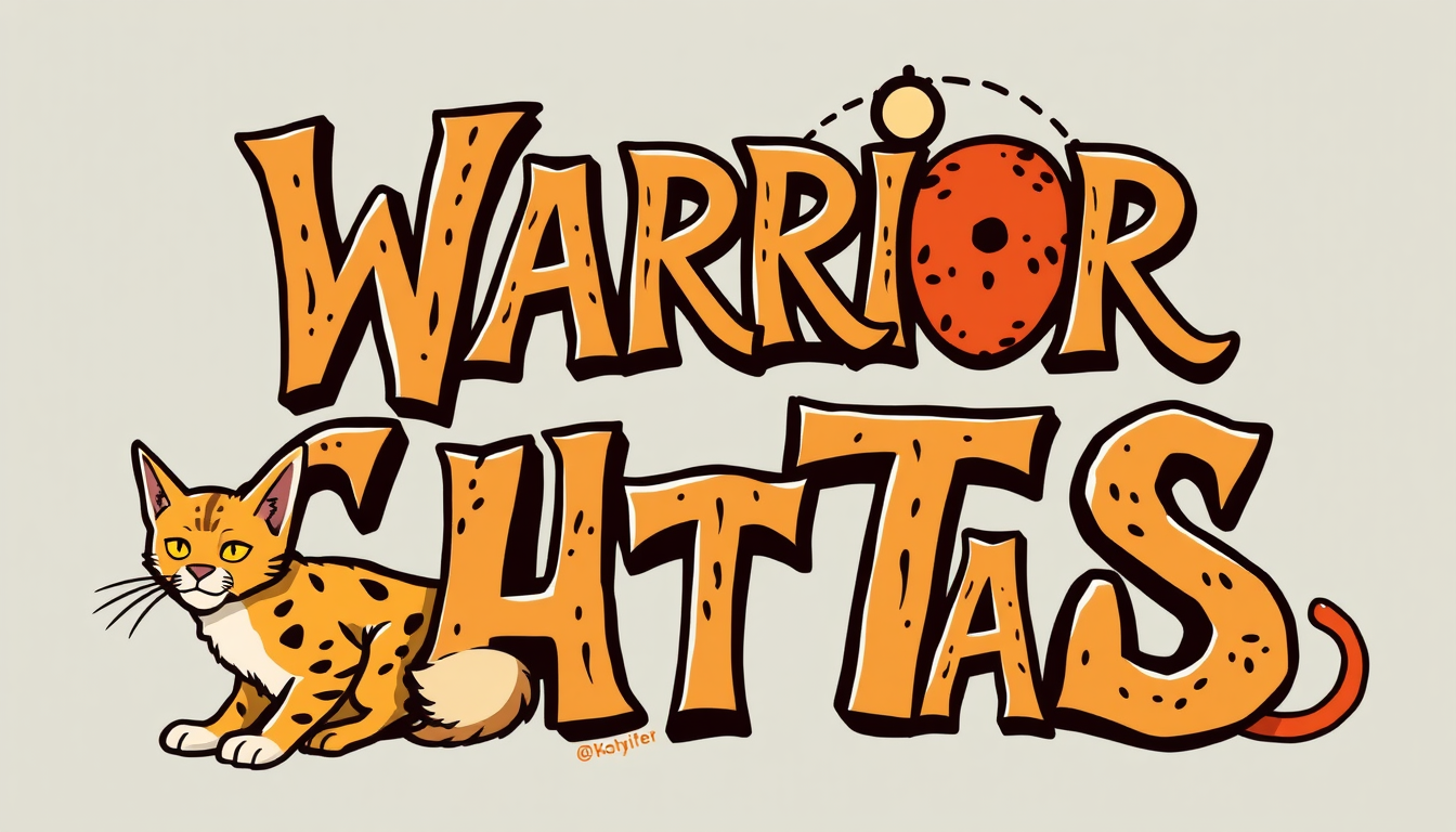 Word Art idea created from the prompt: decorative word art, stylized typography, artistic lettering, Warrior cats by Erin Hunter character designs. No realism. Cartoon art style.
