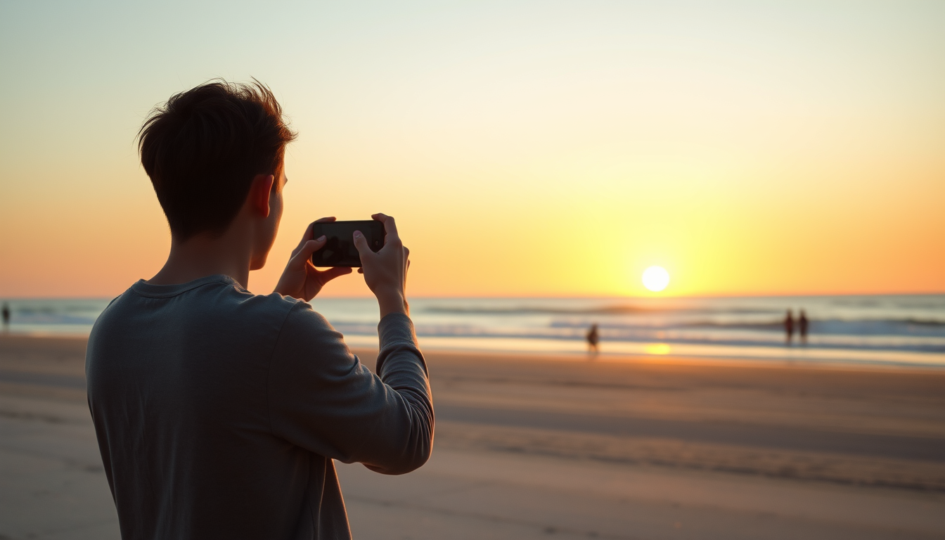 Realistic Images idea: photorealistic generated image, natural materials and skin texture, physically plausible lighting, Wide photorealistic banner of the same young man, B