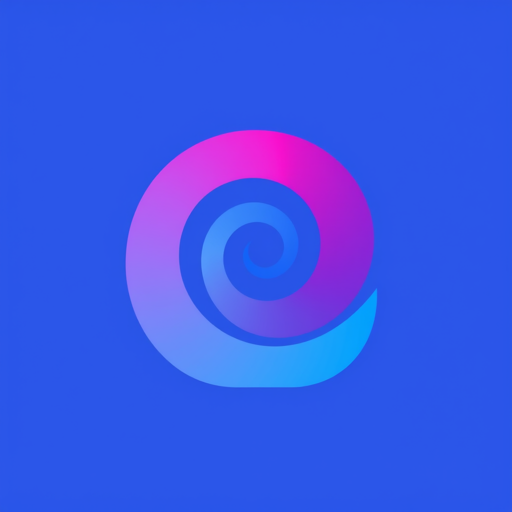 Icon idea: app icon, clean minimal symbol, bold simple shape, flat design, spirale mit farverlauf magenta nach blau farbtiefe maximal 24 bit, 48x48 pixel , crisp