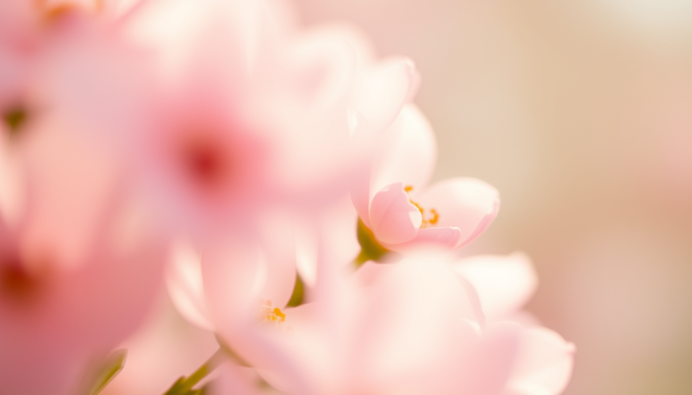 Main art studio: extreme close-up, dreamy lens blur, foreground flowers completely out of focus, soft-focus photography, creamy highlights, diffused light, hazy petals