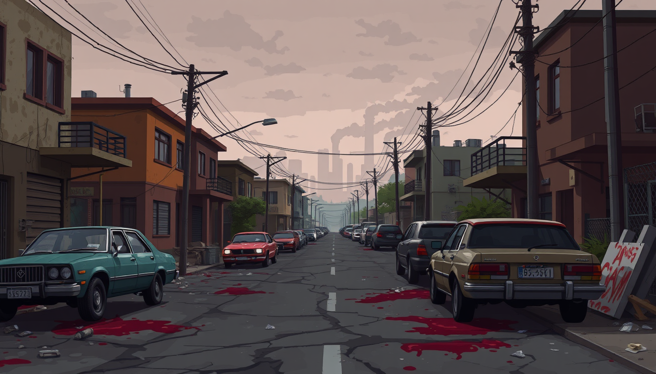 AI Pixel Art idea created from the prompt: pixel art, 32x32 sprite scale, limited palette, retro 16-bit game art, 2D side-scrolling zombie survival game, abandoned Argentine neighborh