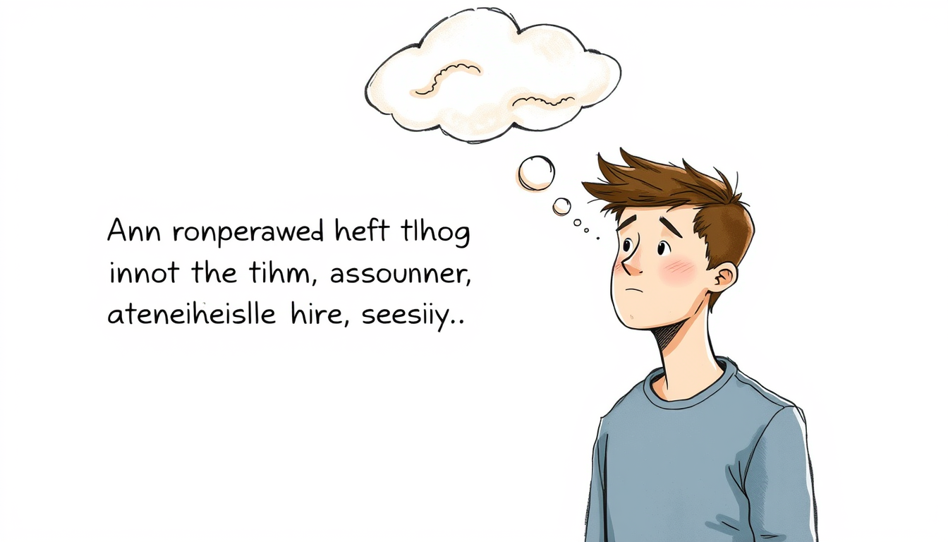 AI Art prompt example created from the prompt: Script: An unwanted thought appearing is not the same as deliberately feeding it. Scene Concept: The young man notices a faint thought cloud