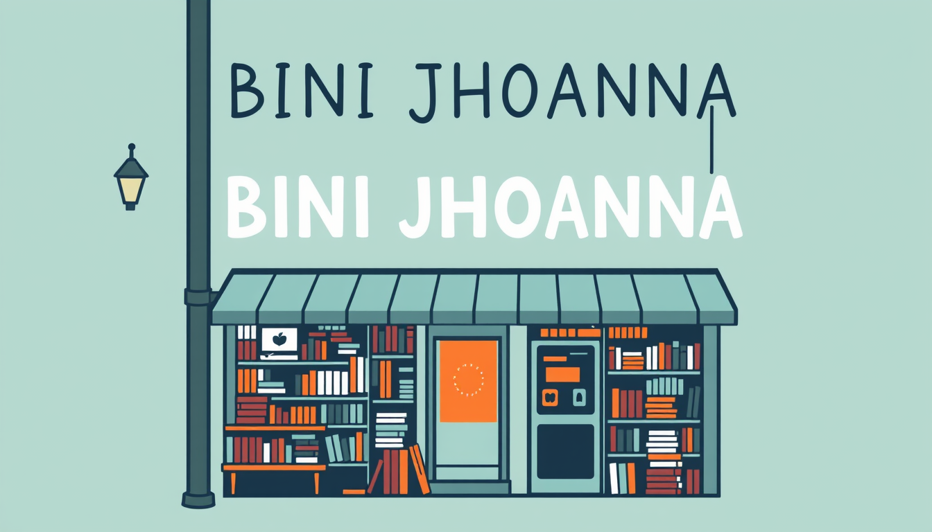 Main art studio: make a poster like its human made and not AI made. our friemd jhoanna is opening a book shop a small one. the name is BINI JHOANNA -Books and Ideas NI