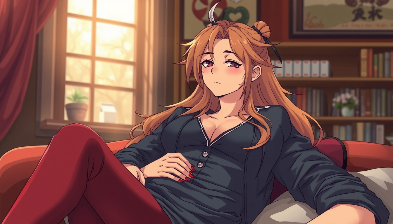 Main art studio: Mach mir eine Frau in Anime stylie und die Frau hat extrem große brüste und Sitz auf einen man und küssen sich