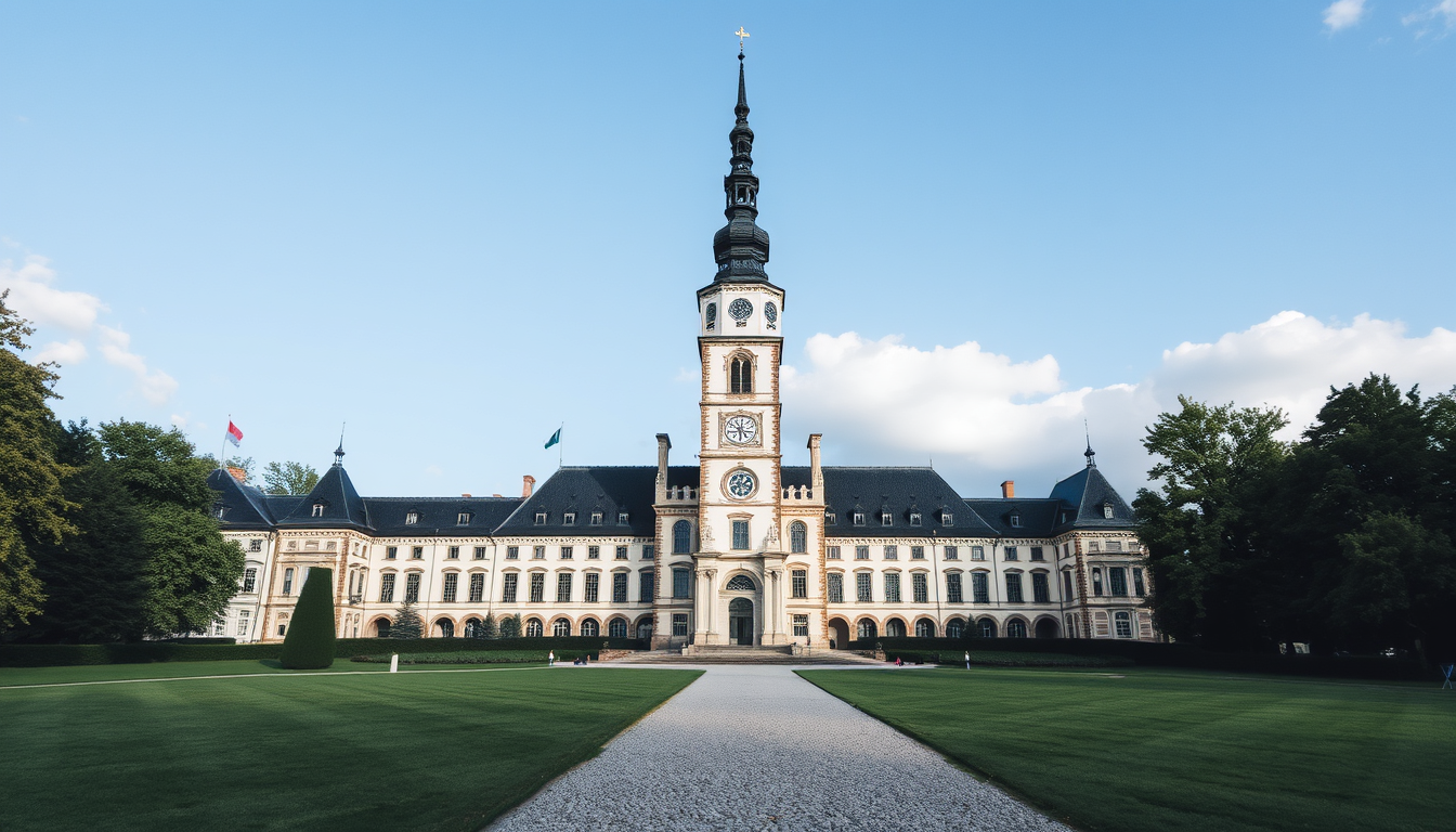 Main art studio: EINE SCHWARZE KRONE. UNTEN DRAN STEHT : SCHLOSS SCHULE