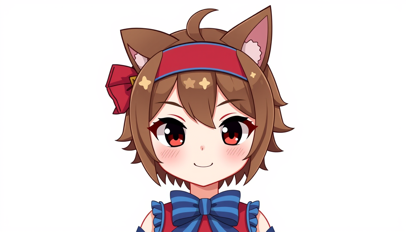 VTuber idea created from the prompt: vtuber avatar character, anime style, expressive face, streaming-ready design, brown wolfcut with red tiped bands and blue tiped edges with