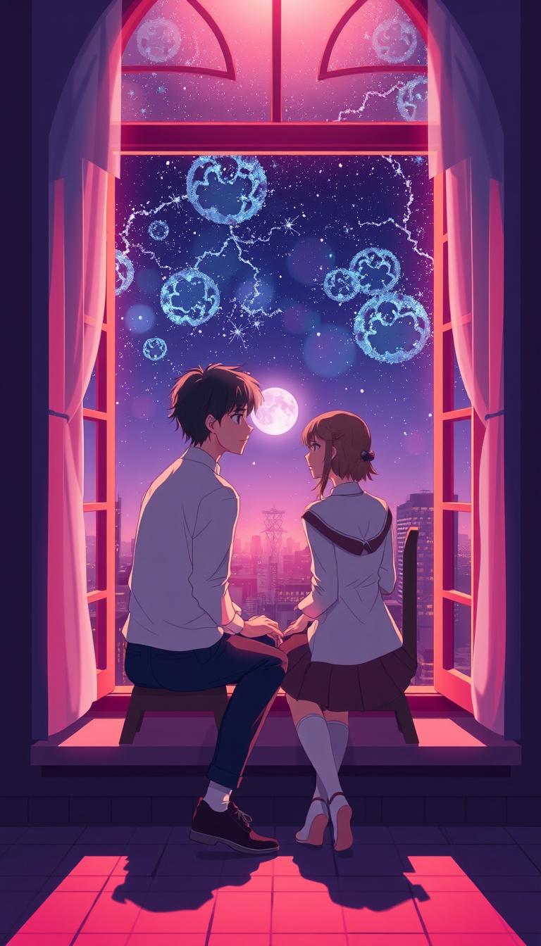 Main art studio: Make a front frame of a anime love story name ''The Last Seat by the Window''