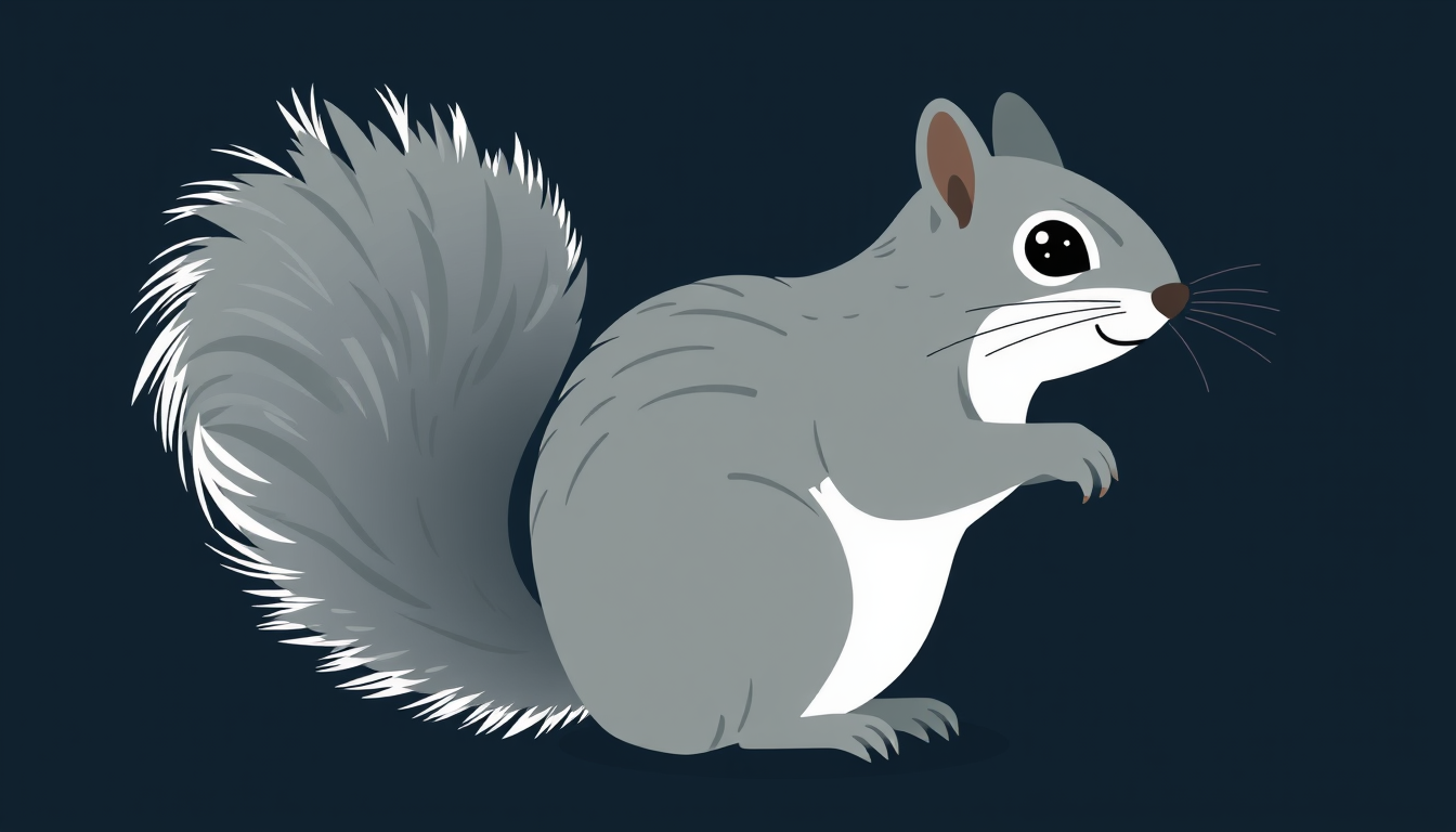 Main art studio: In Kurzgesagt style a squirrel.