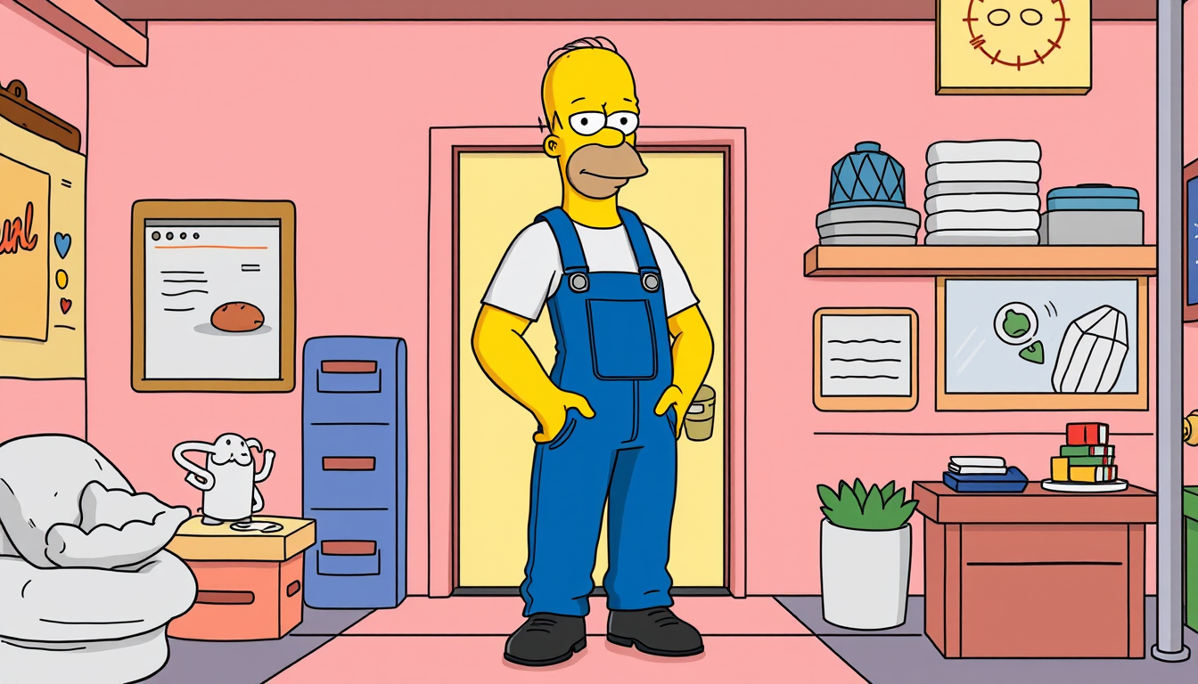 AI Art prompt example created from the prompt: full body picture of a beared bald man dressed in blue coveralls. art style should be styled after The Simpsons