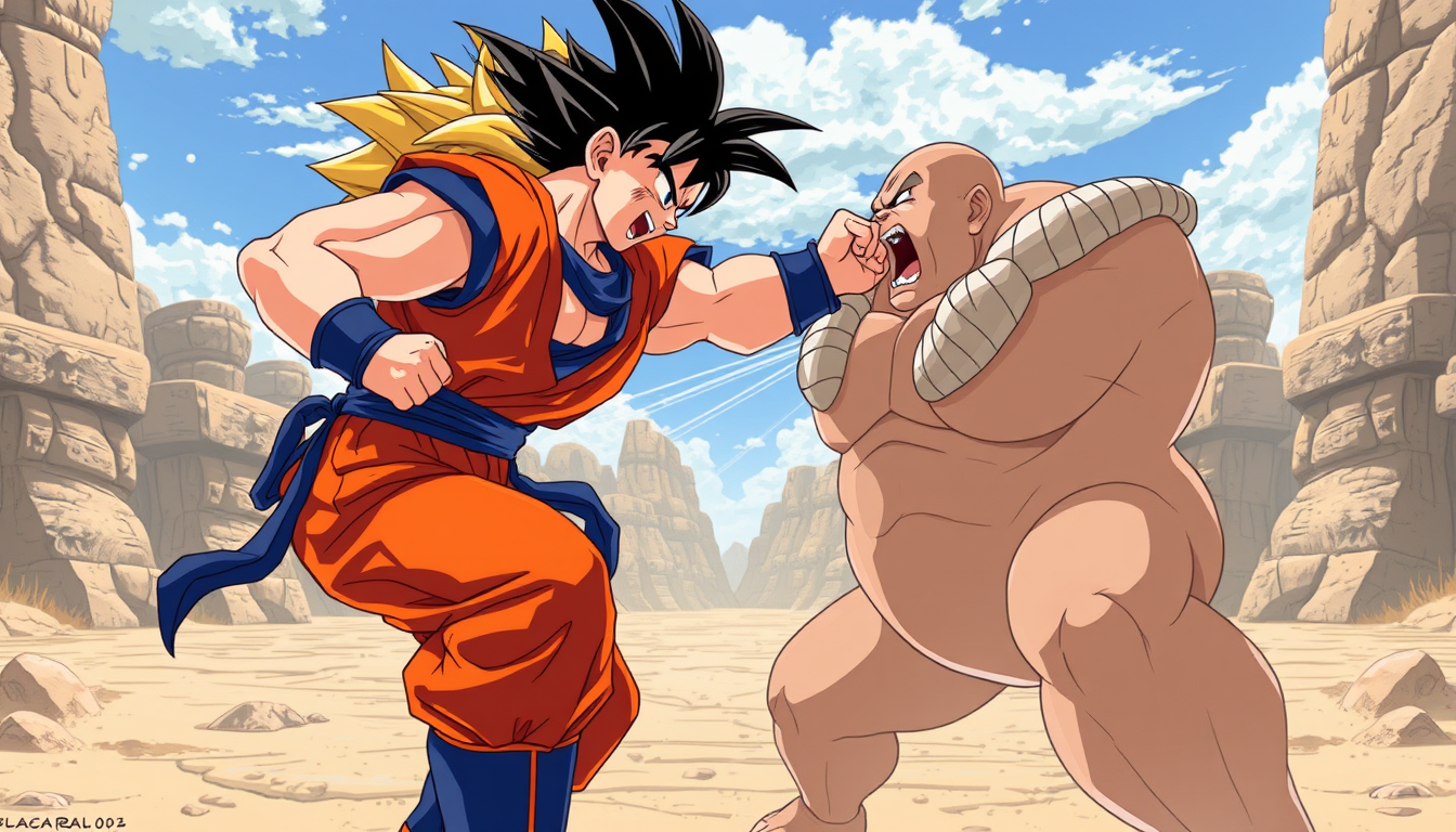 Main art studio: Goku punching Zangief in the stomach.