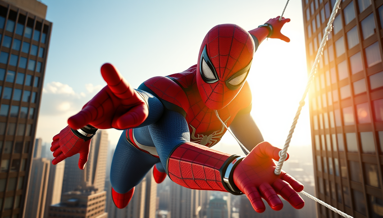 Superhero idea created from the prompt: original superhero character design, dynamic pose, bold costume, dramatic lighting, comic art energy, Ultra-realistic live-action Spider-Man