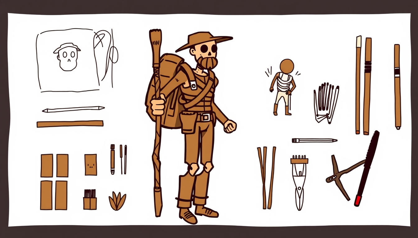 Main art studio: make a character sheet of a stickman