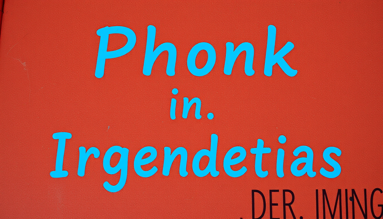 AI Art prompt example created from the prompt: Irgendetwas als Hintergrund mit blauer Schrift, lautend: Phonk in der Mitte