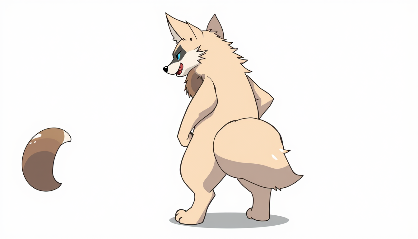Fursona idea created from the prompt: fursona character, anthropomorphic animal design, expressive personality, reference sheet style, Make a protogen with a thick backside make
