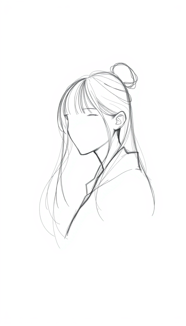 Drawings idea: drawing style, clean pencil lines, expressive sketch detail, clear subject silhouette, 以色列美女 , high quality AI drawing, hand-drawn look, balanced comp