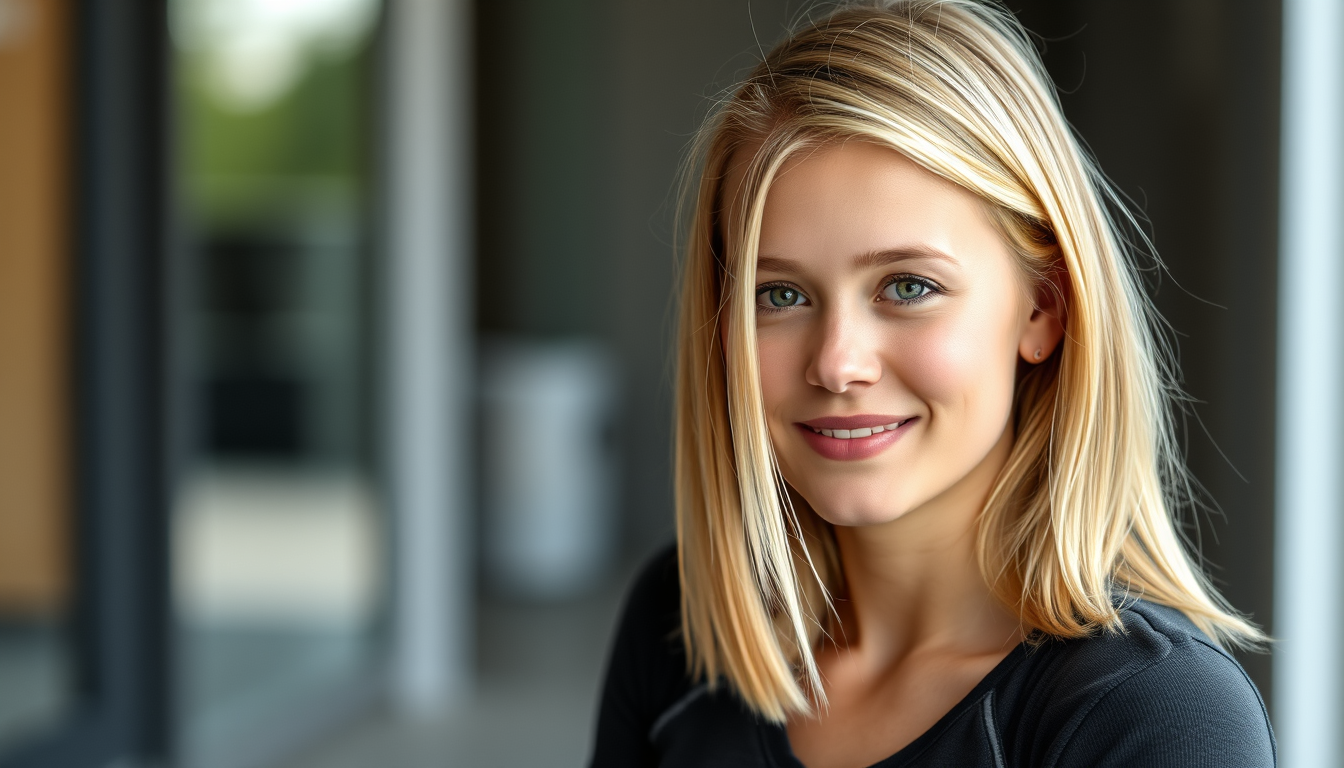 Main art studio: LiMaSo, the same fictional 18-year-old German woman in every image. Naturally pretty girl-next-door, soft oval face, natural facial proportions, strai