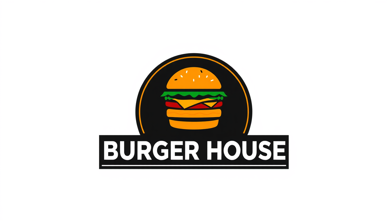 Main art studio: Professional modern restaurant logo for "BURGER HOUSE". A stylish appetizing burger icon combined with bold clean typography, premium fast-food brandi