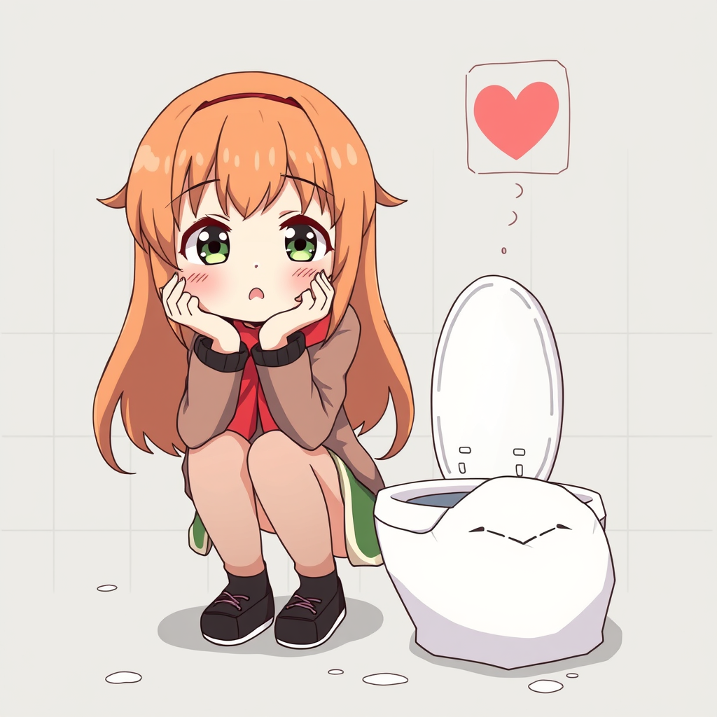 Main art studio: cute anime girl is pooping