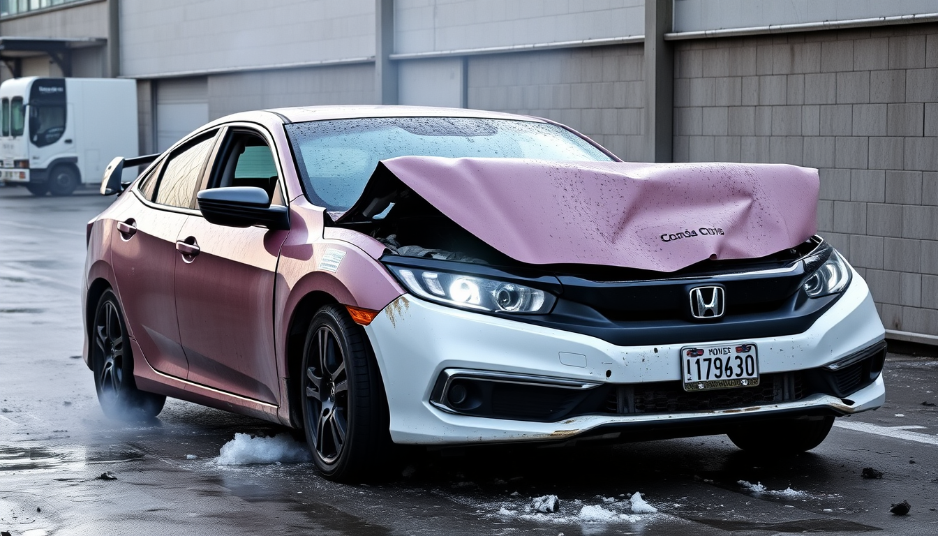 Main art studio: demolition car with honda civic