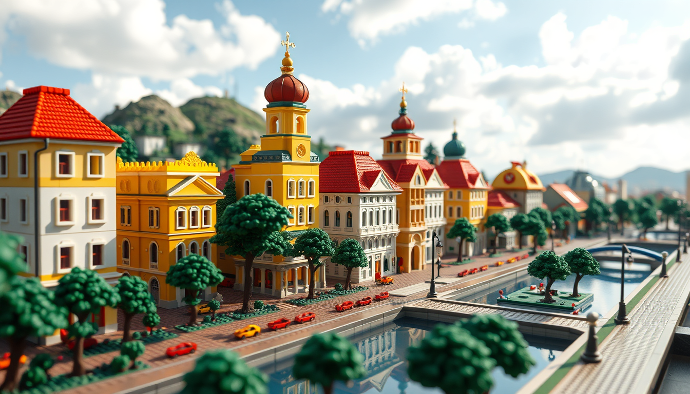 Main art studio: crie uma imagem de um parque em miniatura como lego
