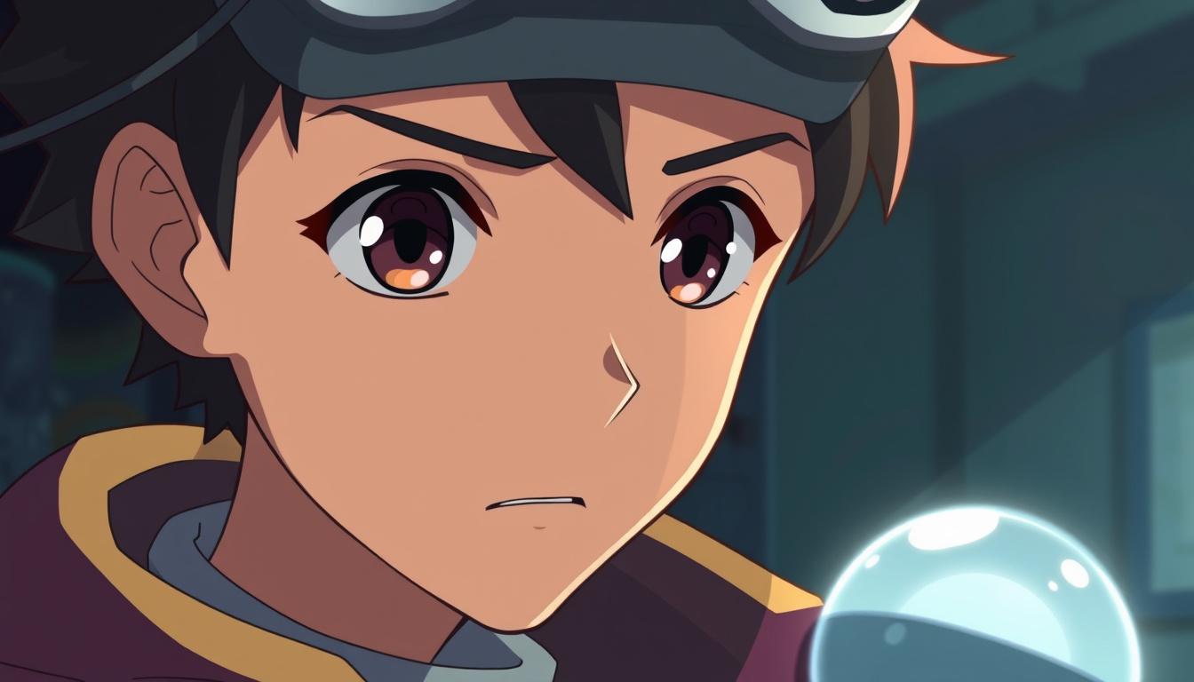 Main art studio: anime portrait of a young inventor, expressive eyes, soft lighting