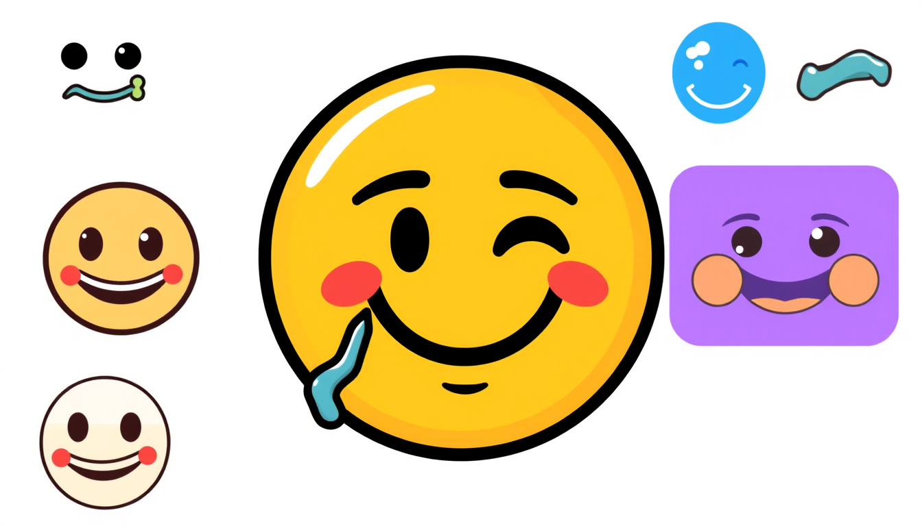 Emoji idea: custom emoji icon, single expressive face or symbol, thick bold outline, flat vibrant color, Emoji with sperm on the face , transparent-friendly emoji