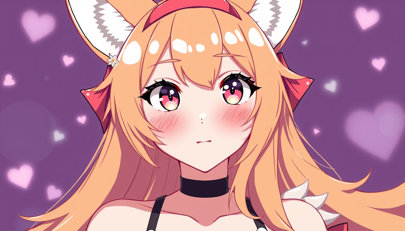 VTuber Avatars idea: vtuber avatar, anime style bust, expressive eyes, streaming overlay ready, sie soll ein peach fox sein und ein anime girl sein und pach farben sein , 