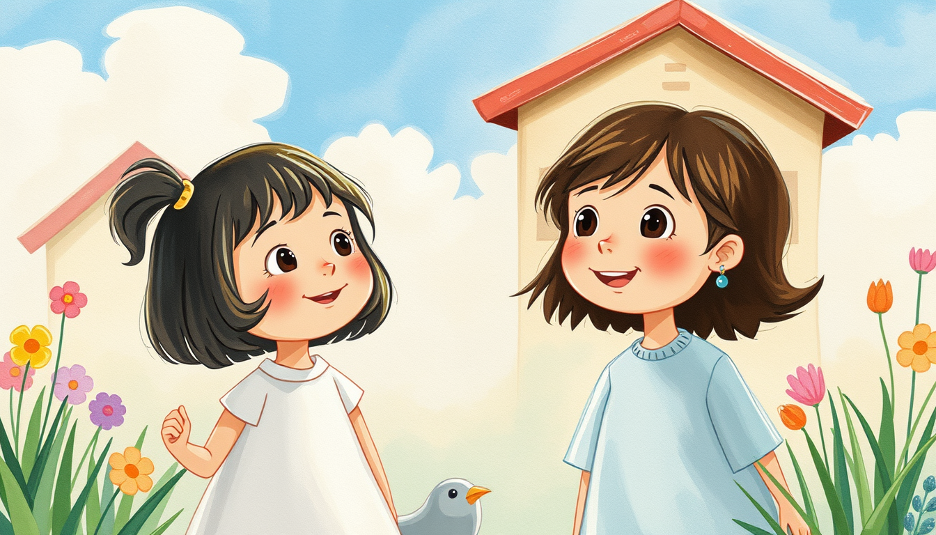 Main art studio: Flat 2D watercolor and gouache children's picture-book illustration, hand-painted on paper with soft visible brush texture, storybook art. IMPORTANT S