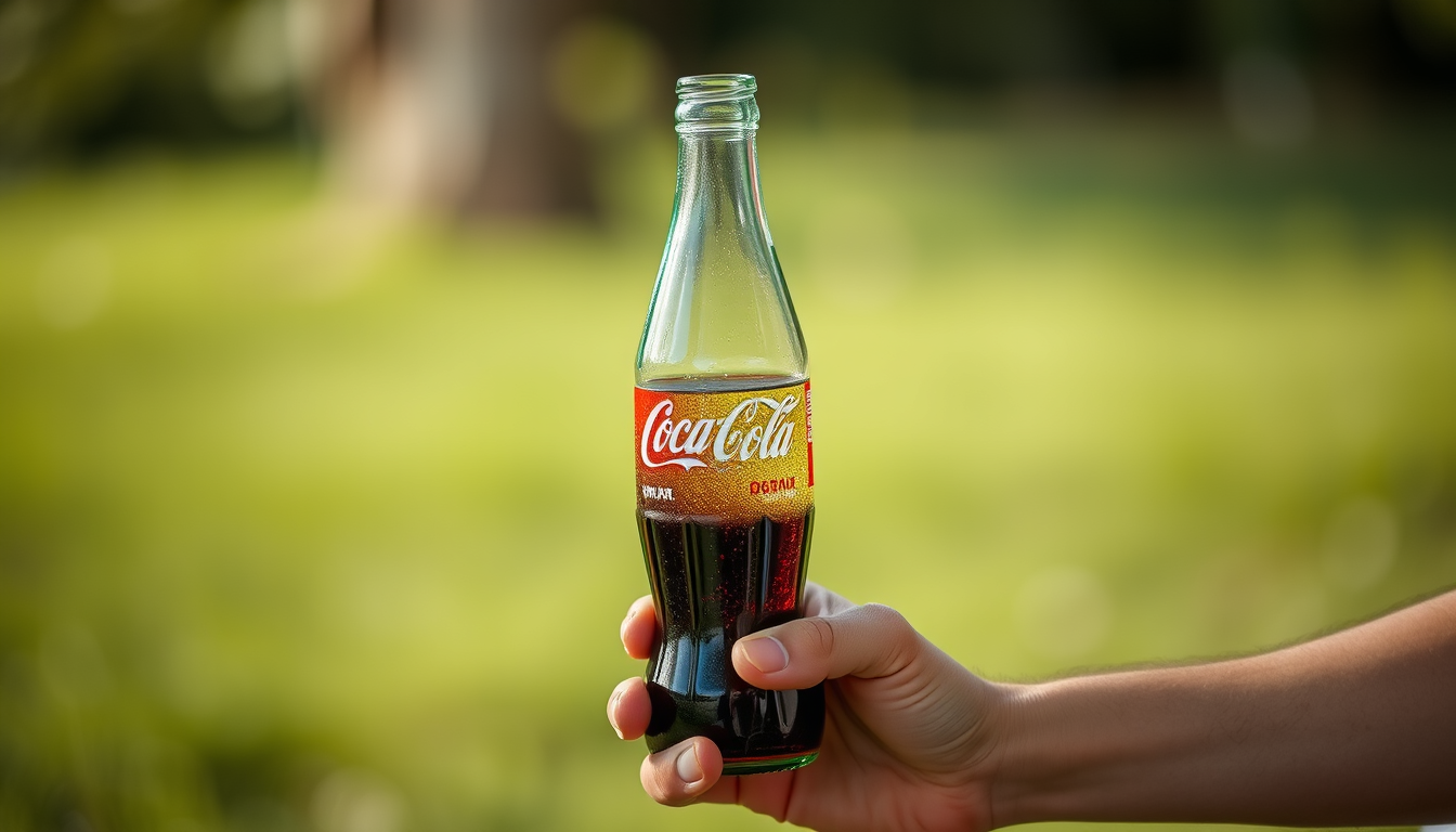 Main art studio: Ok tieni quadra con la bottiglia di vetro di coca cola in mano