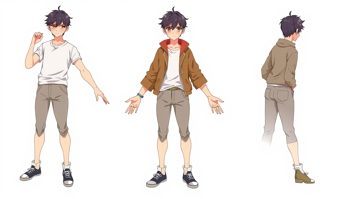 Pose idea created from the prompt: a clear single-character pose reference with readable weight, gesture, limb separation, camera angle, and simple clothing, deliberate compos