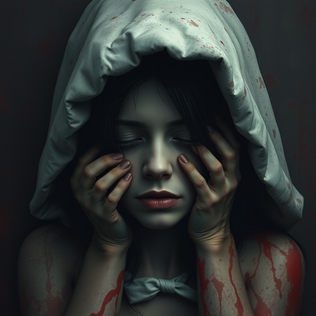 Main art studio: I need a picture, in which all emotions are visible: grief, depression, anxiety - mental horrors beyond comprehension. The image has to make viewer un