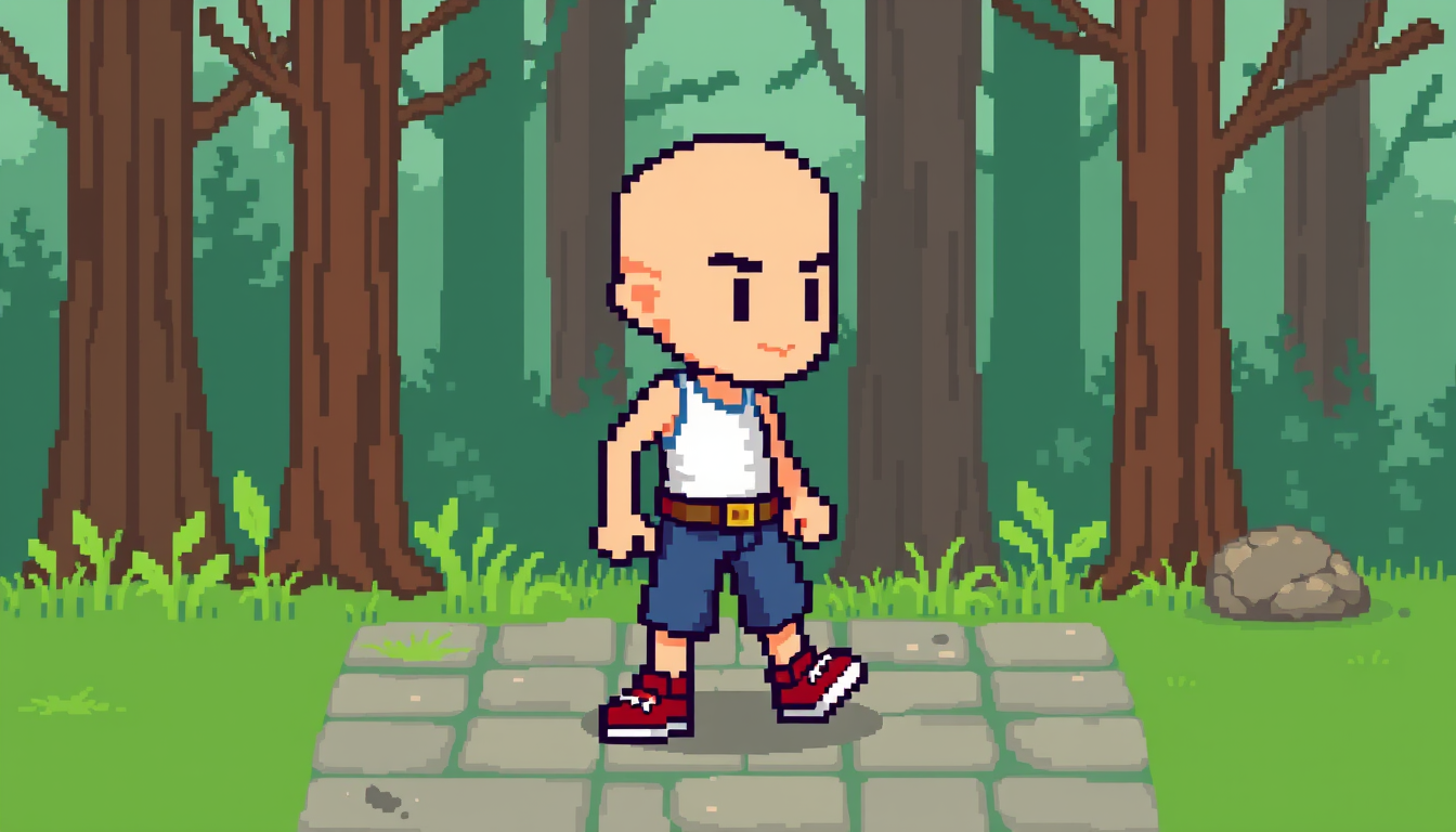 Sprites idea: pixel art game sprite, clean pixel grid, retro 16-bit palette, Listen to you give me a character for a pixel game plan on having the total size the 32
