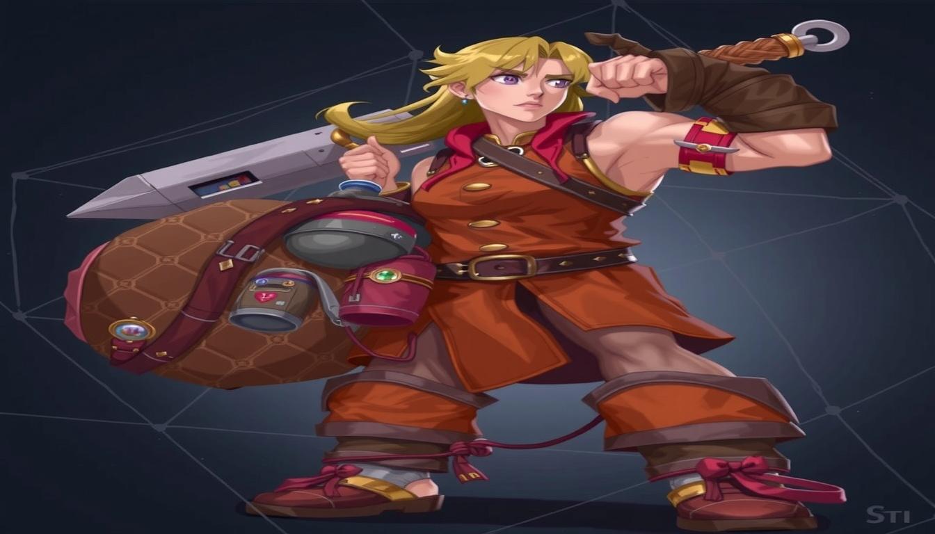 Character idea created from the prompt: original character design, detailed outfit and accessories, expressive personality, Remove woman and place man with same art style and pose 