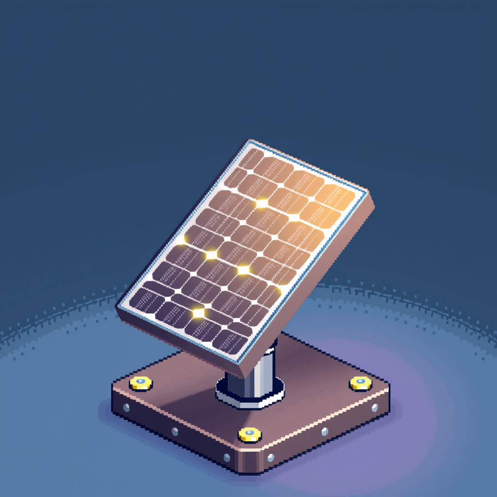 Main art studio: pixel art solar panel with metal base icon