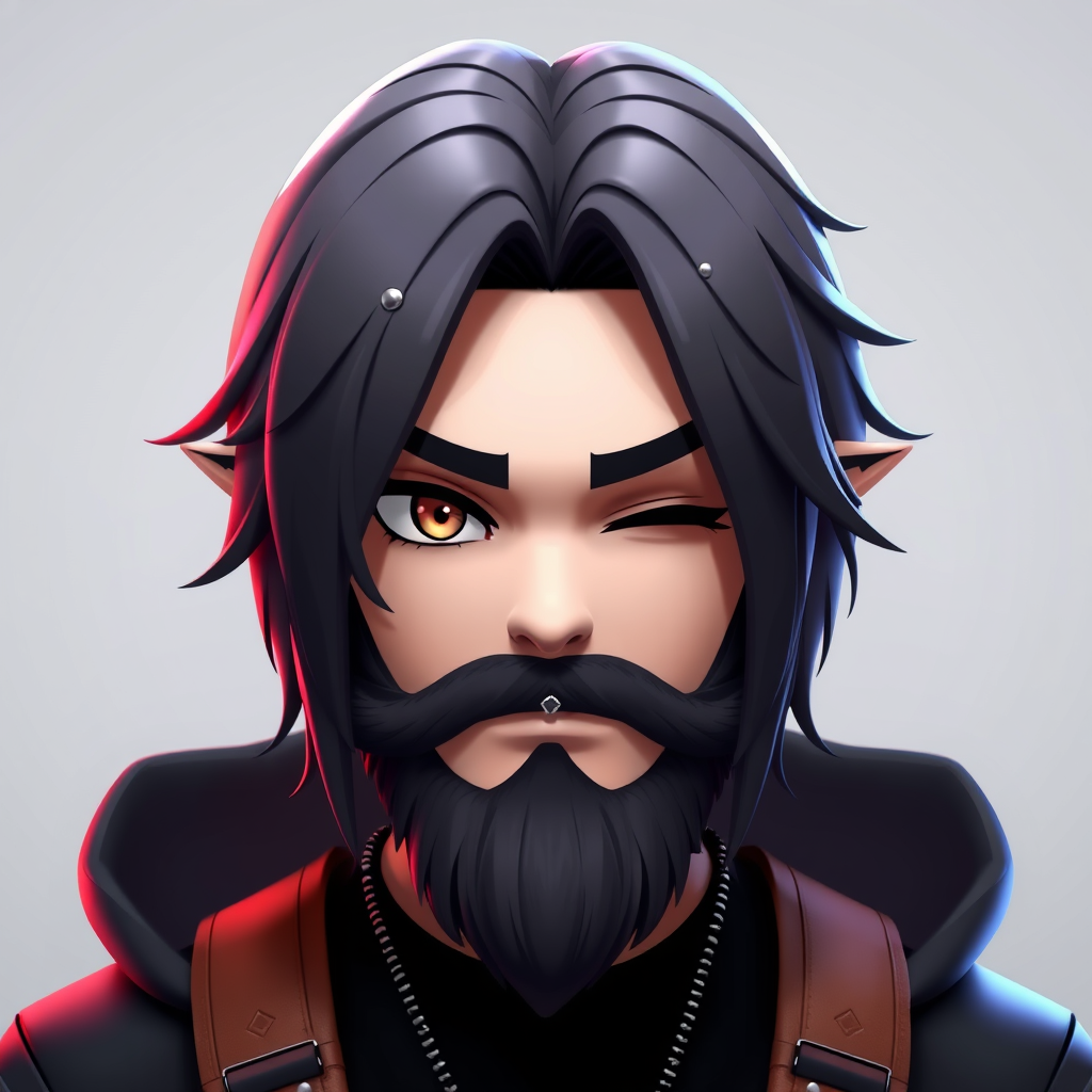 VTuber Avatar idea created from the prompt: vtuber avatar, anime style bust, expressive eyes, streaming overlay ready, earrings, ear studs, black dots on ears, piercings, jewelry, asym