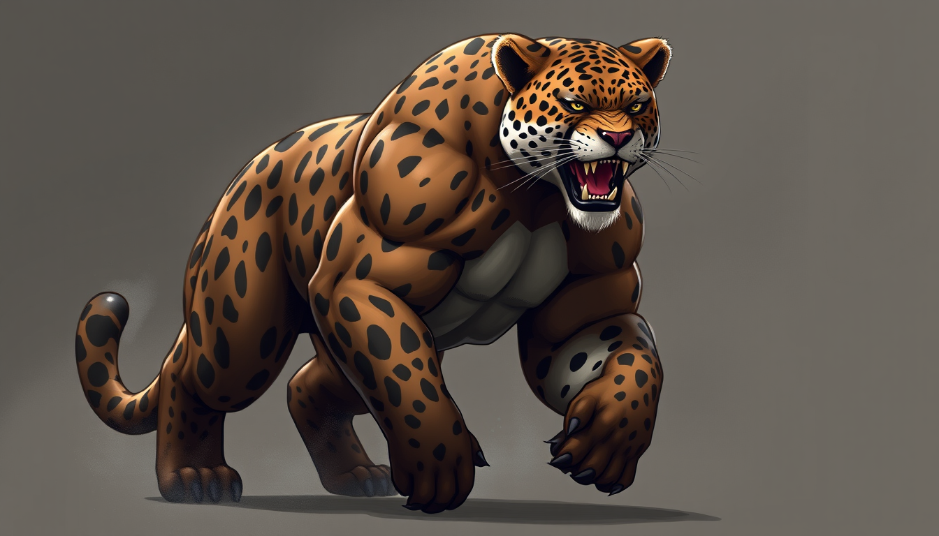 Main art studio: Can you make a male muscular anthropomorphic bear jaguar?