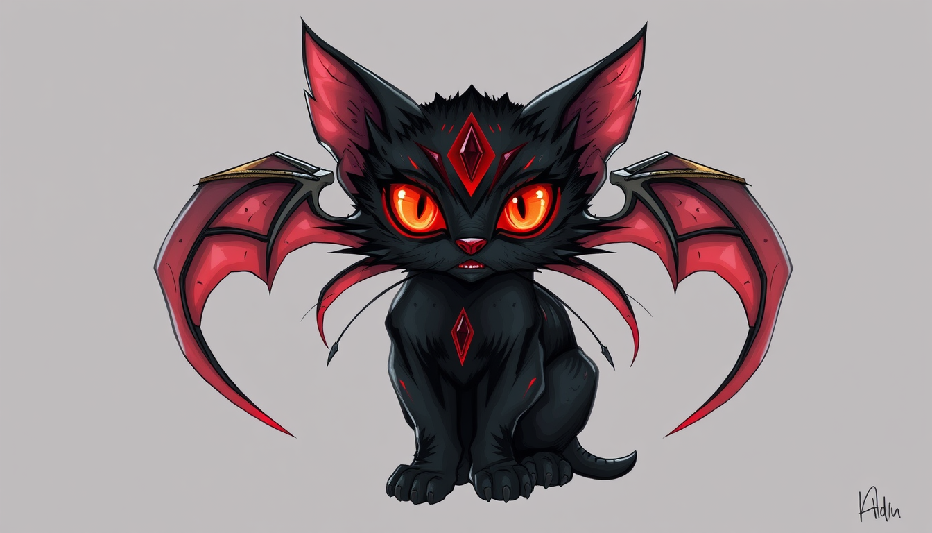 Main art studio: draw a cat that comes from mandragosa(not mandragora) which has evil eyes and dark theme. with no wings and eyes in red veins