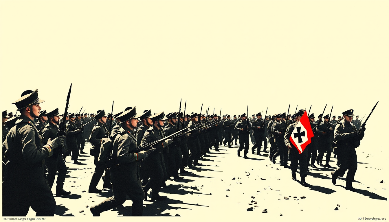 Posters idea: poster composition, vertical 2:3 format, headline-ready negative space, bold focal subject, Um poster de propaganda militar da alemanha da ww1 , print