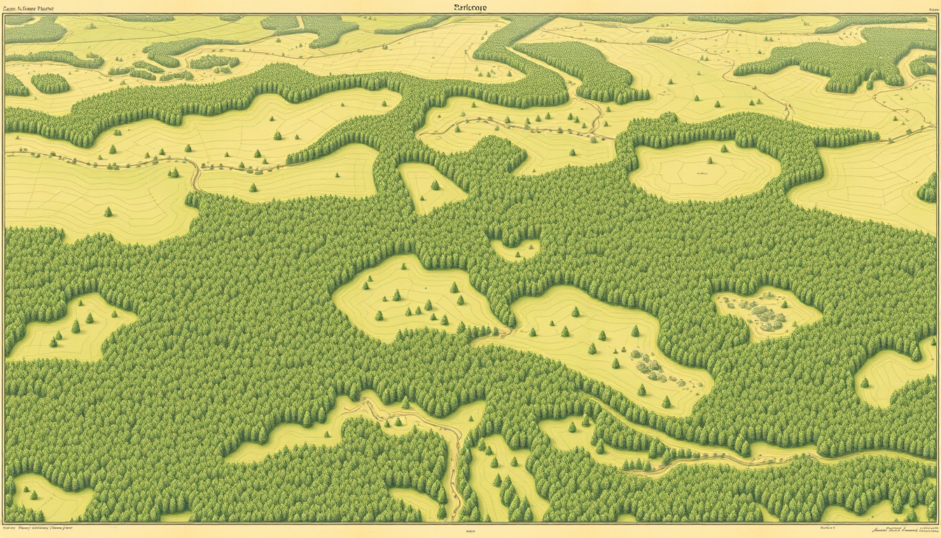 Main art studio: Create a very large, highly detailed vintage topographic landscape map of a fictional European countryside. Use the visual style of a mid-20th-century