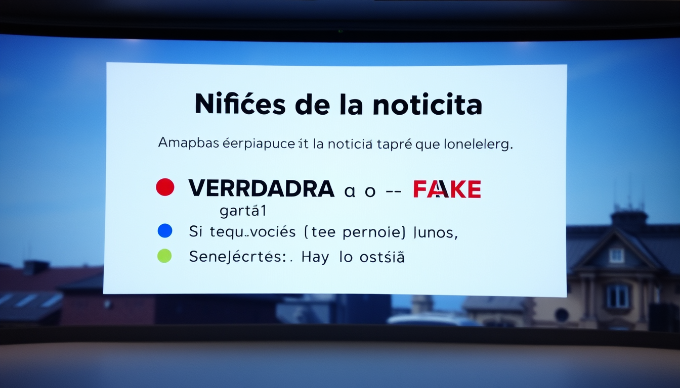 AI Art prompt example created from the prompt: Aparece una noticia en la pantalla. Tenés que elegir ✅ VERDADERA o ❌ FAKE. Si acertás, ganás 1 punto. Si te equivocás, perdés 1 vida. Tenés 
