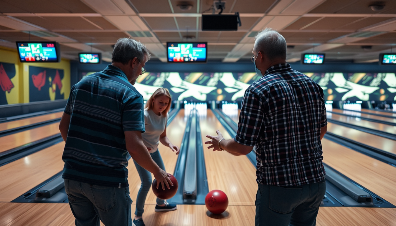 Main art studio: bowling spielen mit der familie 4 jüngere männer und ich mache grad einen strike